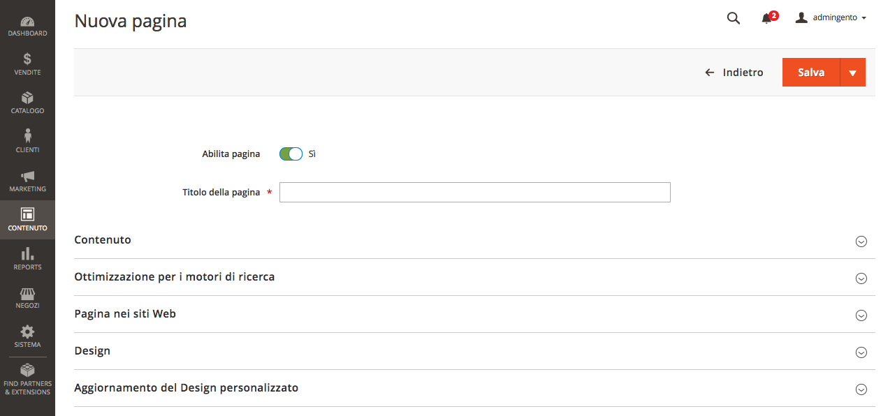 Crea una pagina CMS