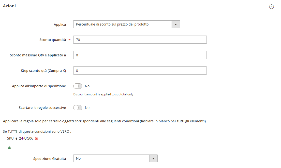 Promozioni Carrello Magento 2