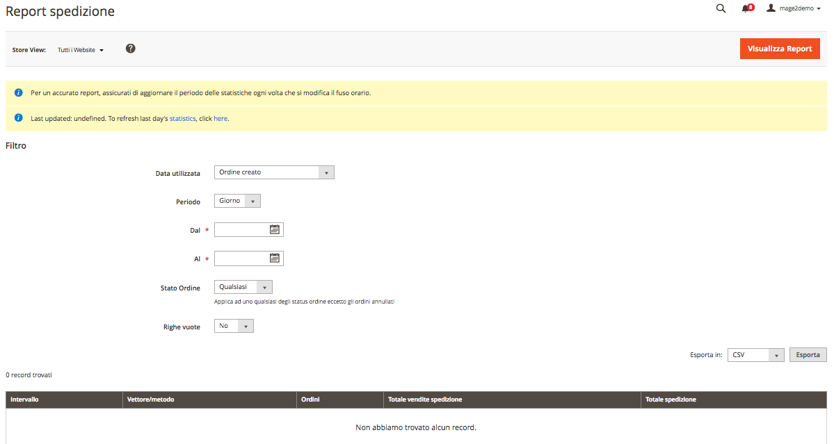 Report Magento 2