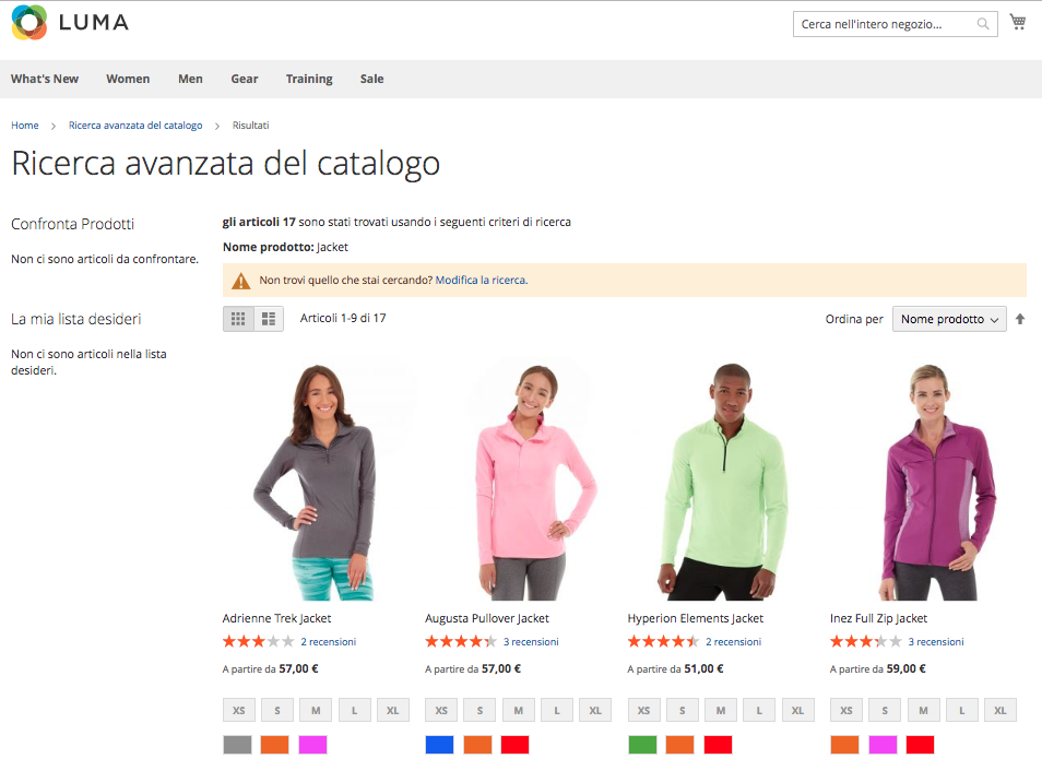 Ricerca Magento 2